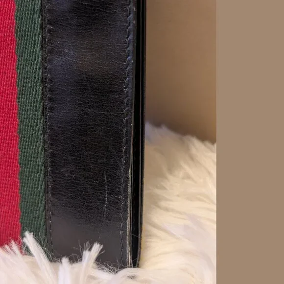 Gucci, Vintage Long Bifold Wallet, Black Leather with Iconic Stripe - Picture 8 of 16